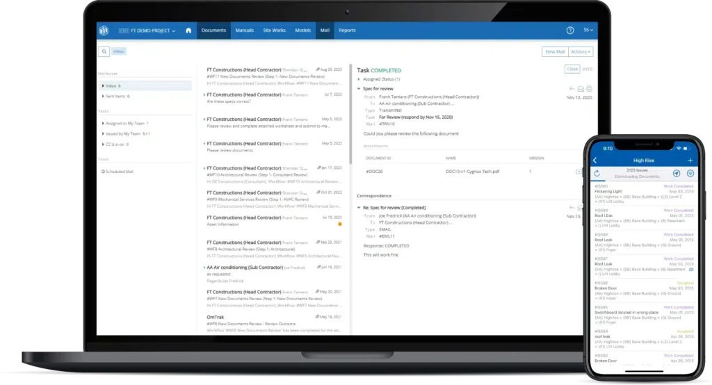 OmTrak Mail, RFIs and Tasks